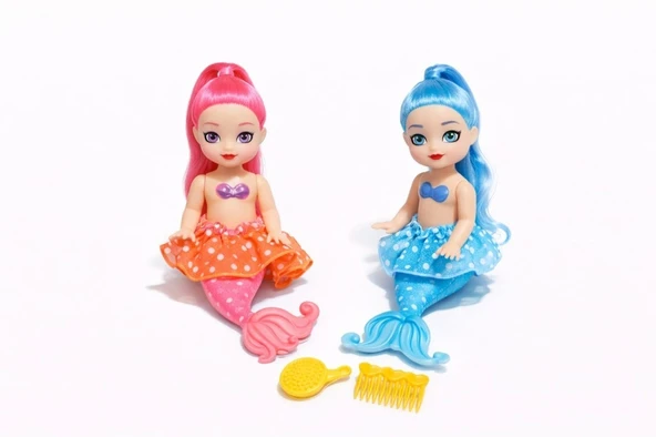 2'li Deniz Kızı Bebek Seti - Hareketli Eklemler ve Aksesuarlı - Pembe & Mi - 1 ADET ürün görseli 1