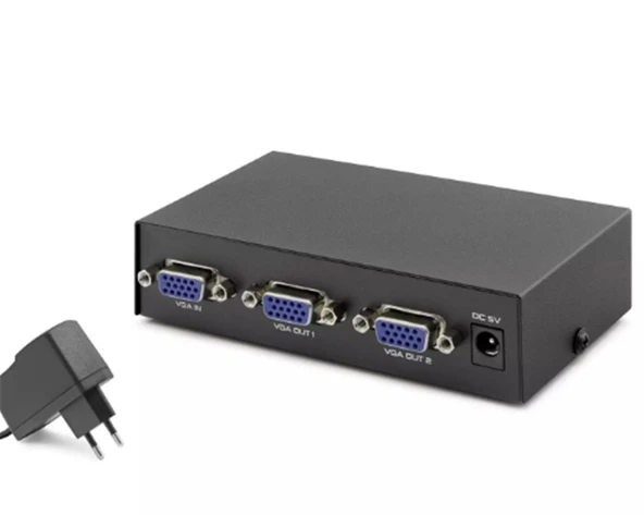 Hadron Hdx1277 2 Port Vga Splitter 200Mhz 1-In 2-Out Siyah ürün görseli 1