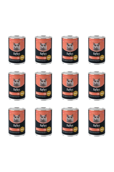 Reflex Plus Konserve Pate Somonlu Yetişkin Kedi Maması 395 G*12 ADET ürün görseli 1