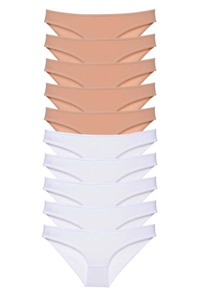 10 adet Süper Eko Set Likralı Kadın Slip Külot Ten Beyaz ürün görseli 1