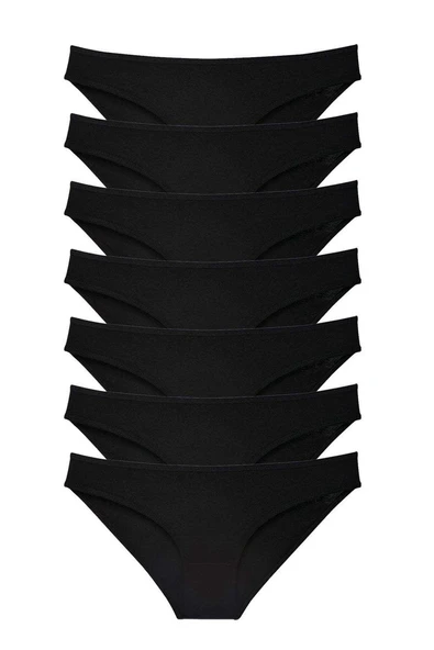 7 adet Süper Eko Set Likralı Kadın Slip Külot Siyah ürün görseli 1