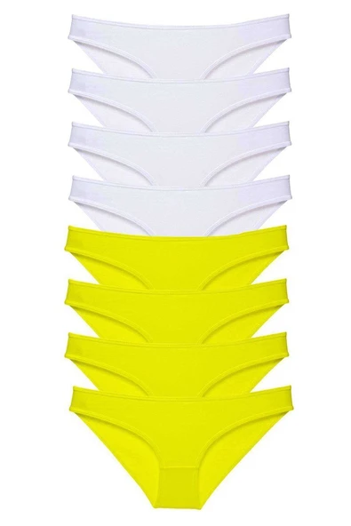 8 adet Süper Eko Set Likralı Kadın Slip Külot Sarı Beyaz ürün görseli 1