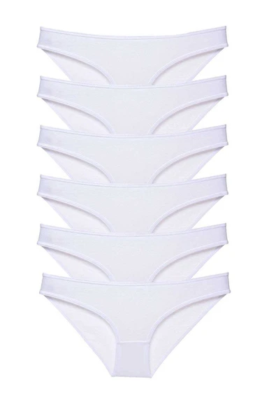 6 adet Süper Eko Set Likralı Kadın Slip Külot Beyaz ürün görseli 1