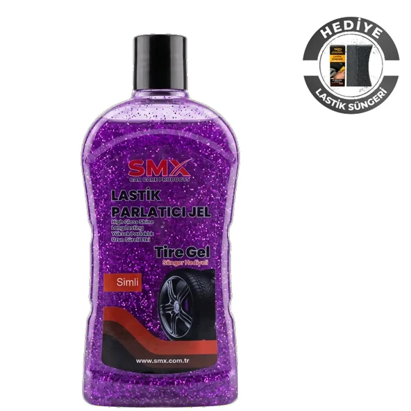 SMX Mor Simli Jel Lastik Parlatıcı 500 Ml + Sünger Hediye ürün görseli 1