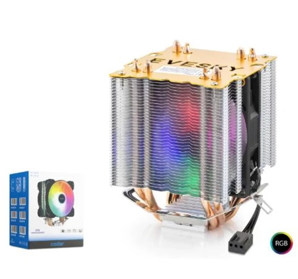 NODAR ND2604 CPU Kule Tipi İşlemci Soğutucu Çift Fanlı 90 mm RGB Siyah ürün görseli 1