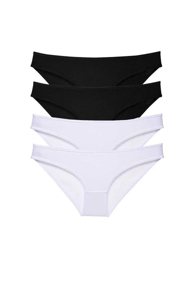 4 adet Eko Set Likralı Kadın Slip Külot Siyah Beyaz ürün görseli 1
