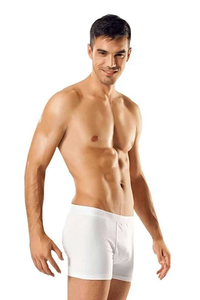 3 adet Tutku Likralı Erkek Beyaz Boxer 0114 ürün görseli 1