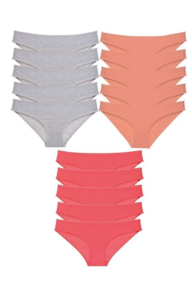 15 adet Süper Eko Set Likralı Kadın Slip Külot Gri Pudra Fuşya ürün görseli 1