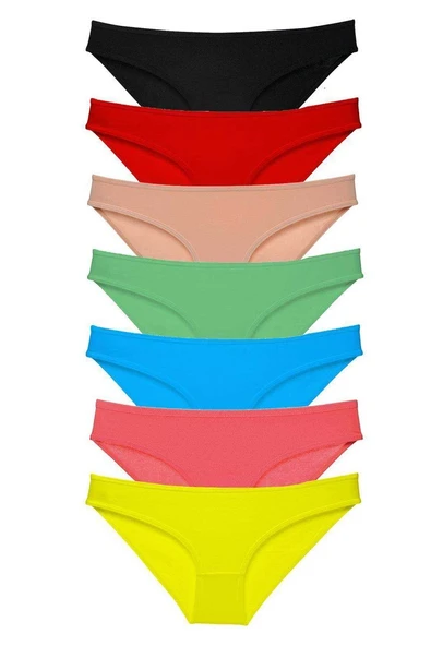 7 adet Süper Eko Set Likralı Kadın Slip Külot Çok Renkli ürün görseli 1