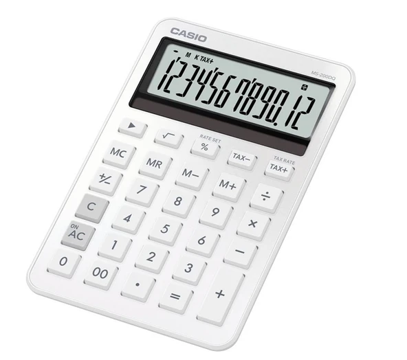 Casio MS-200DQ-WE 12 Hane Beyaz Üstü Hesap Makinesi ürün görseli 1