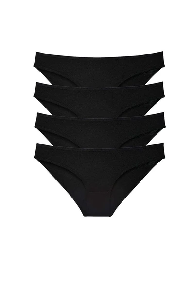 4 adet Süper Eko Set Likralı Kadın Slip Külot Siyah ürün görseli 1