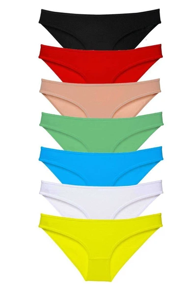 7 adet Süper Eko Set Likralı Kadın Slip Külot Çok Renkli ürün görseli 1