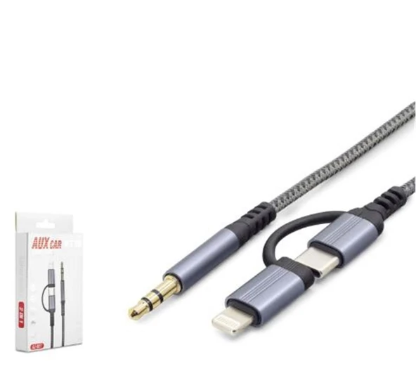 HADRON GJ027 Type-C Lightning 3.5 mm Ses Kablosu Siyah Gri ürün görseli 1