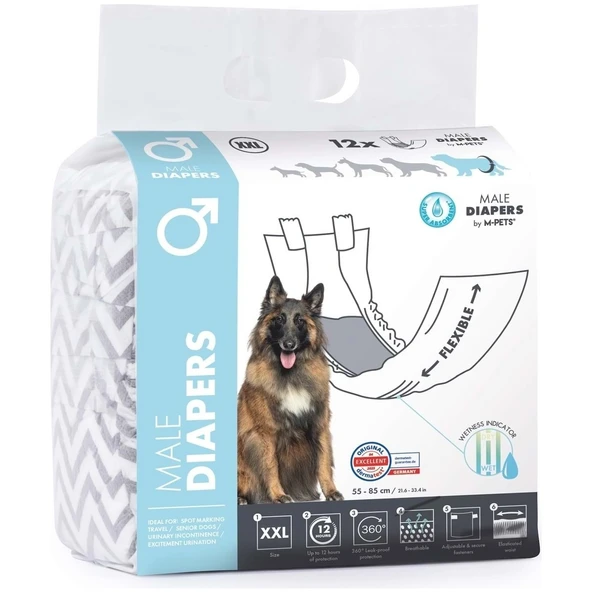 M-Pets Dıapers Erkek Köpekler Için Külot (Xxl) 12Lİ ürün görseli 1