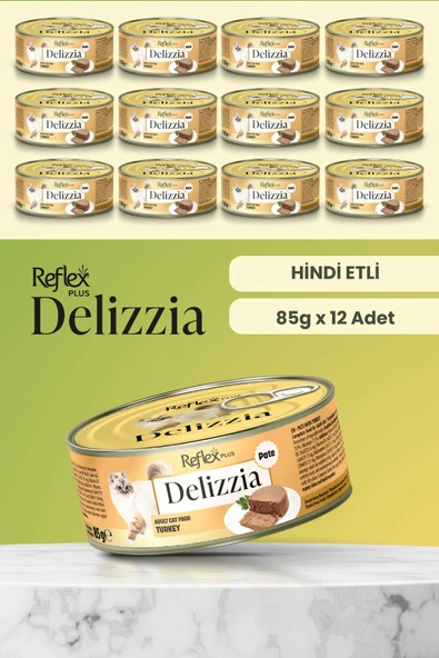 Reflex Plus Delizzia / Kıyılmış Hindi Etli Yetişkin Kedi Maması 85g x 12 Adet ürün görseli 1