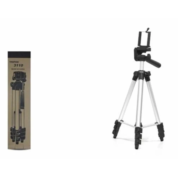 HADRON HDX3110 Telefon Tripodu Ayarlanabilir Başlıklı 100 cm - Gümüş ürün görseli 1
