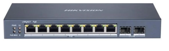 Hikvision DS-3E1510P-SI 8 Port 10-100-1000 Mbps Gigabit Akıllı Yönetilebilir PoE Switch ürün görseli 1