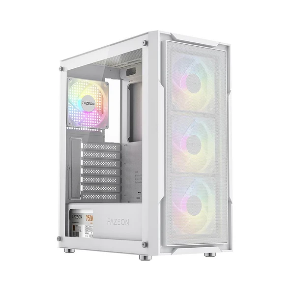 Fazeon F11 F11A750BWM RGB Fanlı Beyaz 750 W ATX Oyuncu Kasası ürün görseli 1