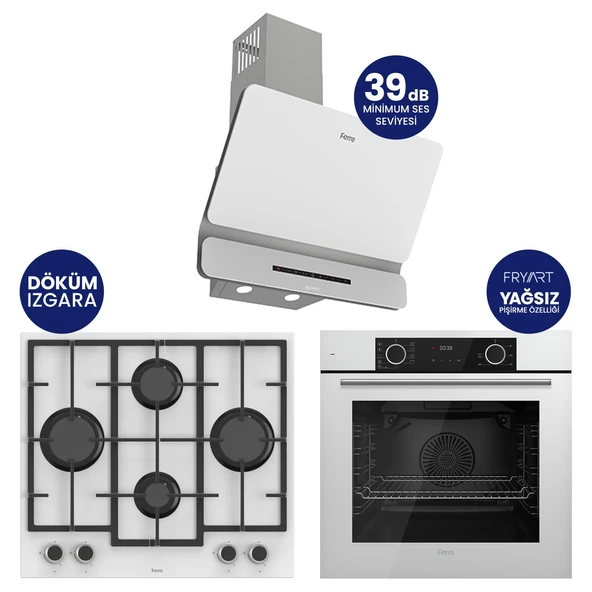 Fryart Chef Edition Beyaz 3'lü Ankastre Set XE63CB-LN386-D081SA ürün görseli 1