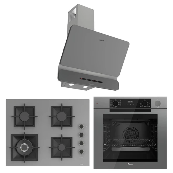 Ferre New Fryart & Steamart SC Wok Seriisi Ultra Sessiz Gri Ankastre Set ( QEP64CPR-SC408-D082-SA ) ürün görseli 1