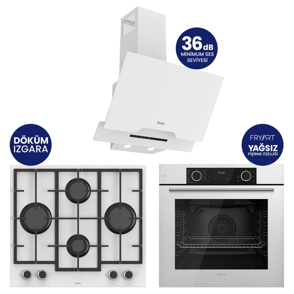 Fryart Chef Edition Beyaz 3'lü Ankastre Set XE63CB-LN386-D064SA ürün görseli 1