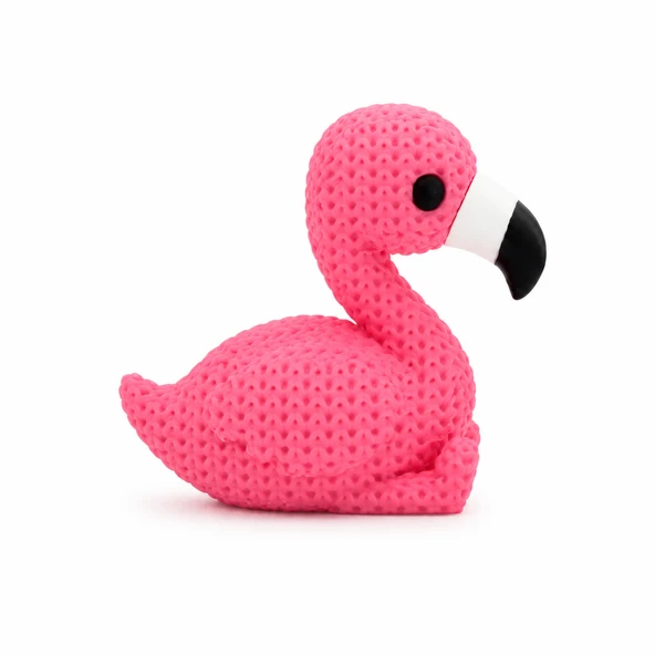 Dekoratif Pembe Flamingo Figürü | Örgü Dokulu Masaüstü Süsü | ürün görseli 1