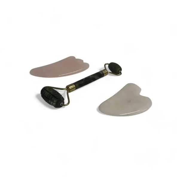 Yeşim Tırtıklı Roller ve Gua Sha Masaj Taşı Premium Set ürün görseli 1