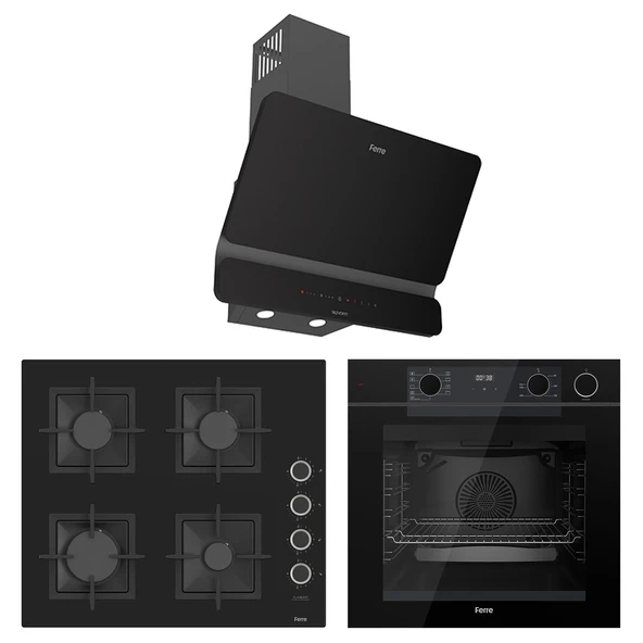 Ferre New Fryart & Steamart SC Seriisi Ultra Sessiz Siyah Ankastre Set ( QEP64CS-SC205-D080-SA ) ürün görseli 1