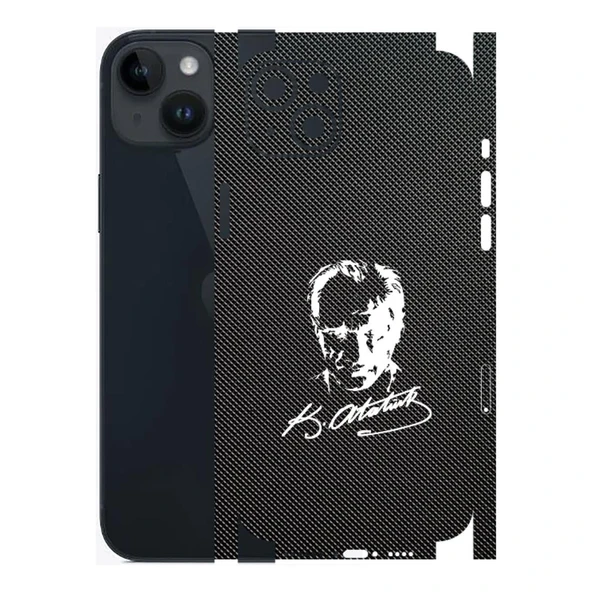 Kapps Iphone 14 Plus ile Uyumlu Bumper Serisi Premium Kaplama 360  Atatürk İmzalı Siyah ürün görseli 1