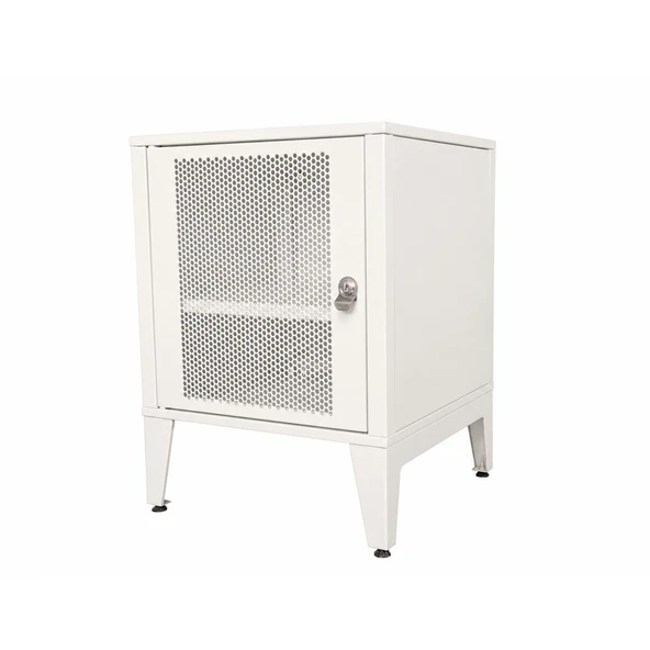 Alfafonet Ziglat Serisi Kilitli Metal Home Office Dolabı %70 Perfore Kapaklı Mat Beyaz 450x600x450 mm ürün görseli 1