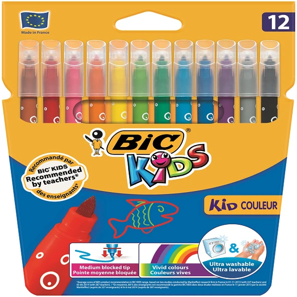 Bic Keçeli Boya Kalemi Kids Couleur Yıkanabilir 12 Renk 920293 ürün görseli 1