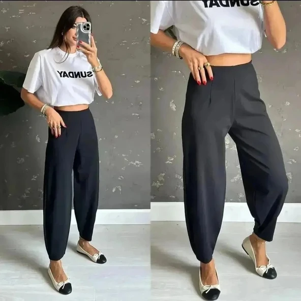 Kadın Krep Kumaş Balon Pantolon ürün görseli 1