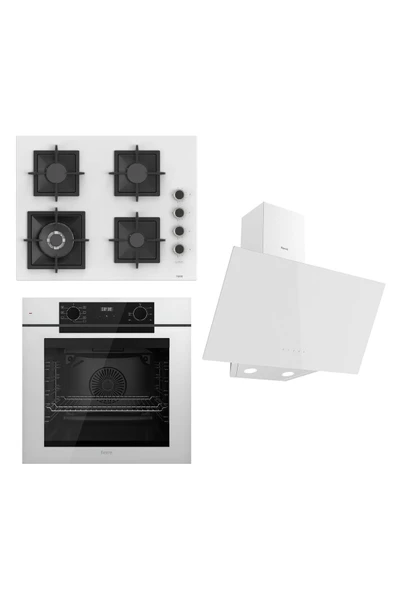FRYART Serisi Beyaz Set (SC406-WFA + QEP63CB +D078 ) - Döküm Izgara / 65 cm Ocak ürün görseli 1