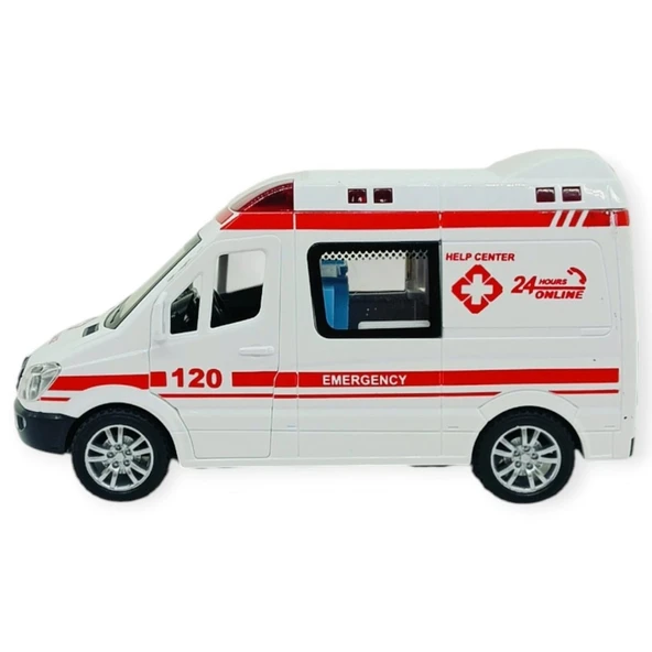Ambulans Arabası Işıklı Sesli Sürtmeli Plastik 15cm - 1 ADET ürün görseli 1