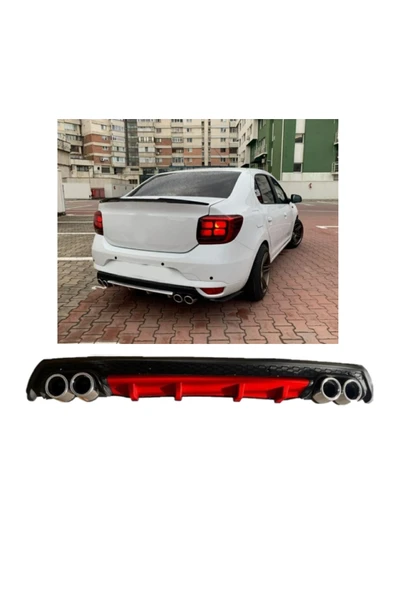 OTO H.İ.T. RENAULT SYMBOL 13-18 UYUMLU BODY KİT DİFÜZÖR 4 ÇIKIŞ YUVARLAK KIRMIZI ürün görseli 1