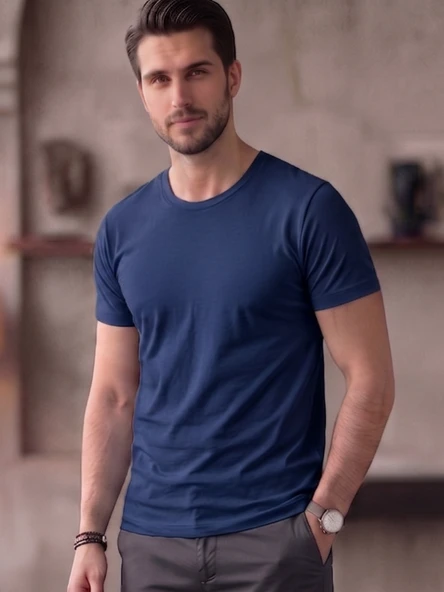Bisiklet Yaka Basic Tişört (SlimFit) ürün görseli 1
