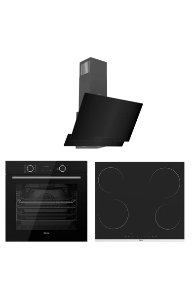 Fryart Ms Serisi Siyah Cam Ankastre Elektrikli Set D063 - MS261 - XE63CS Fryart ürün görseli 1