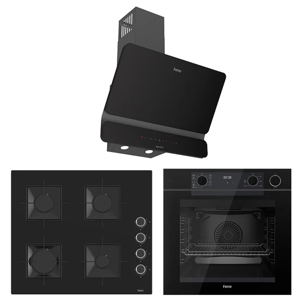 Ferre New Fryart & Steamart SS 4 Gözlü Seriisi Ultra Sessiz Siyah Ankastre Set ( QEP64CS-SS205-D080-SA ) ürün görseli 1