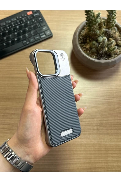 iPhone 15 Pro Max Standlı karbon Kılıf Soocase624 ürün görseli 1