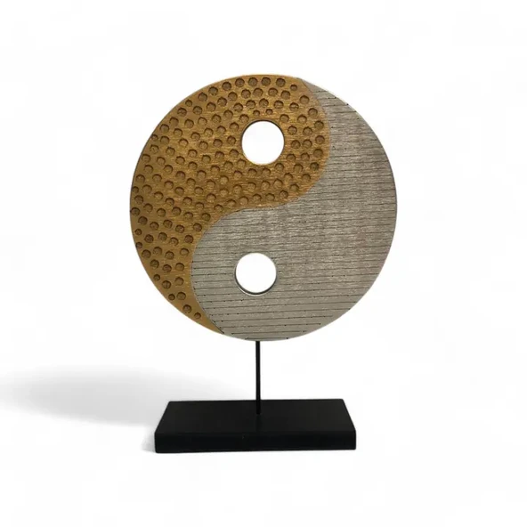 Ying Yang Gold Gümüş Ev Dekoru Büyük ürün görseli 1