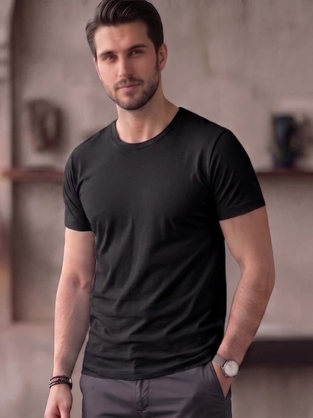 Bisiklet Yaka Basic Tişört (SlimFit) ürün görseli 1