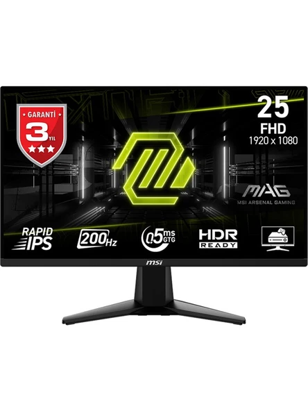 MSI MAG 255F E20 24.5" 0.5 ms Full HD IPS 200Hz Oyuncu Monitörü ürün görseli 1