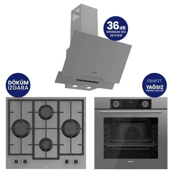 Fryart Chef Edition Gri 3'lü Ankastre Set XE63CPR-LN388-D065SA ürün görseli 1