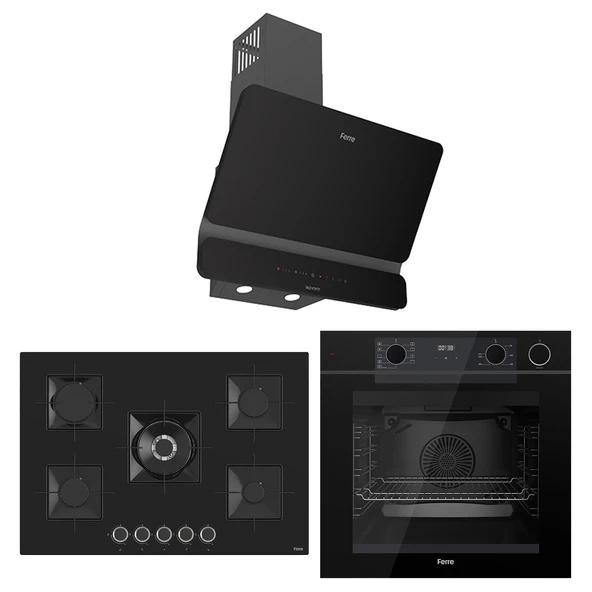 Ferre New Fryart & Steamart SS 5 Gözlü Seriisi Ultra Sessiz Siyah Ankastre Set ( QEP64CS-SS035-D080-SA ) ürün görseli 1