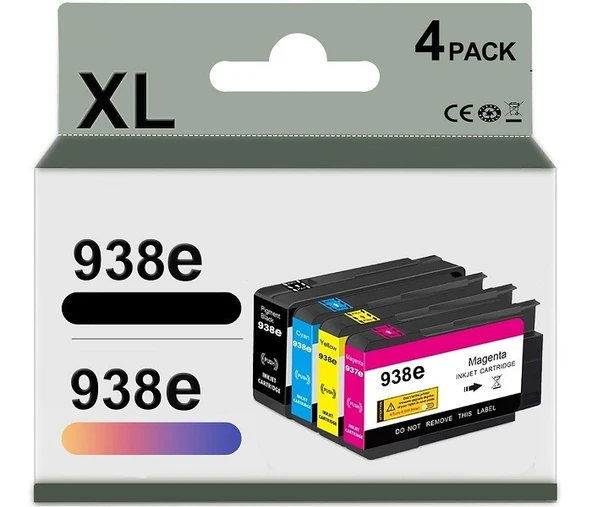 HP 938e-4S6Y2PE+4S6X9PE+4S6Y0PE+4S6Y1PE Muadil Siyah+Mavi+Kırmızı-Sarı Kartuşu (Multipack) ürün görseli 1