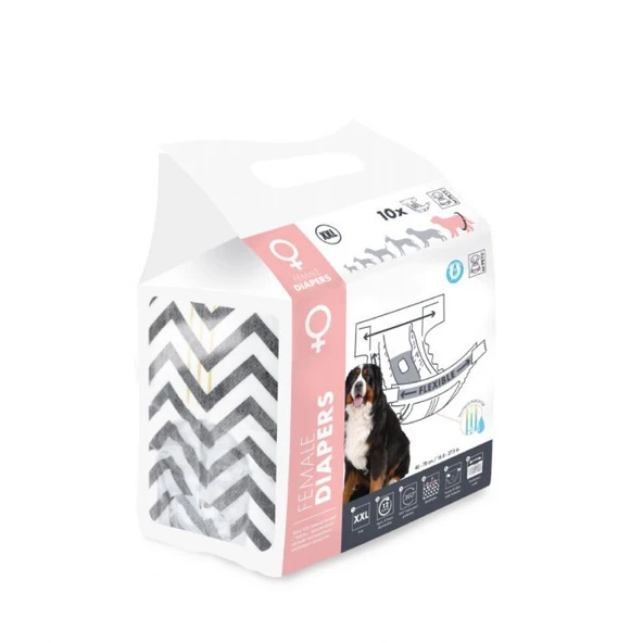 M-Pets Diapers Dişi Köpekler İçin Külot Bez 48-70cm XXL (10'lu) ürün görseli 1