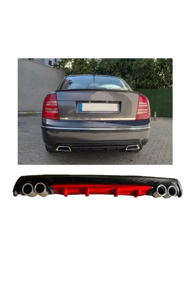 OTO H.İ.T. VOLKSAWGEN PASSAT B5,5 UYUMLU BODY KİT DİFÜZÖR 4 ÇIKIŞ YUVARLAK KIRMIZI ürün görseli 1