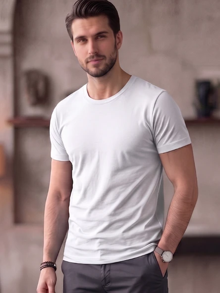 Bisiklet Yaka Basic Tişört (SlimFit) ürün görseli 1
