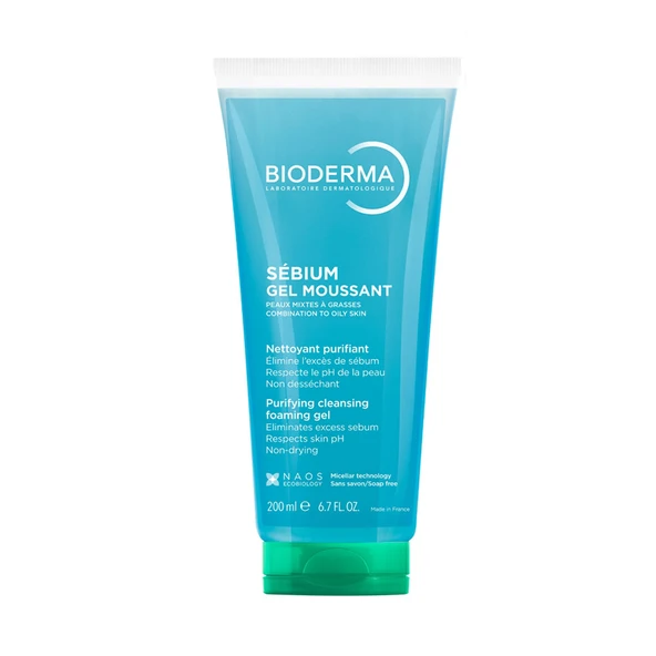 Bioderma Sebium Foaming Gel - Karma, Yağlı ve Akne Eğilimli Ciltler için Yüz, Vücut Temizleme Jeli 200 ml ürün görseli 1