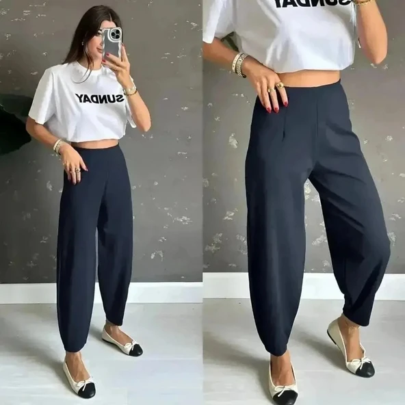 Kadın Krep Kumaş Balon Pantolon ürün görseli 1